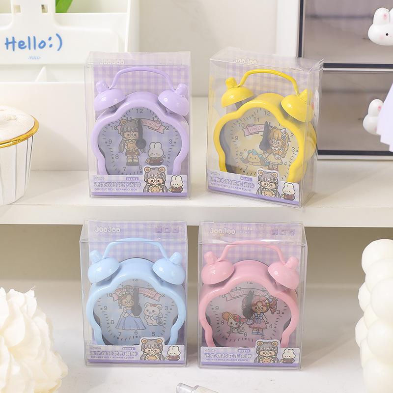 Mini floral wrought iron alarm clock Dopamine small chirp clock fun cute bedroom desktop creative small alarm clock