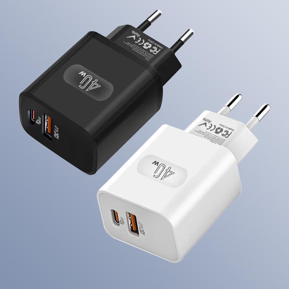 USB C Wall Charger 40W Dual Port 20W PD 3.0 Type C QC 4.0 Fast Charging Block Durable Power Adapter for iPhone Samsung Xiaomi