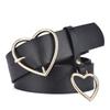 Fashionable Creative Women's Harajuku Heart-Shaped Buckle Belt with Detachable Pink Heart Pendant and Black Pu Strap