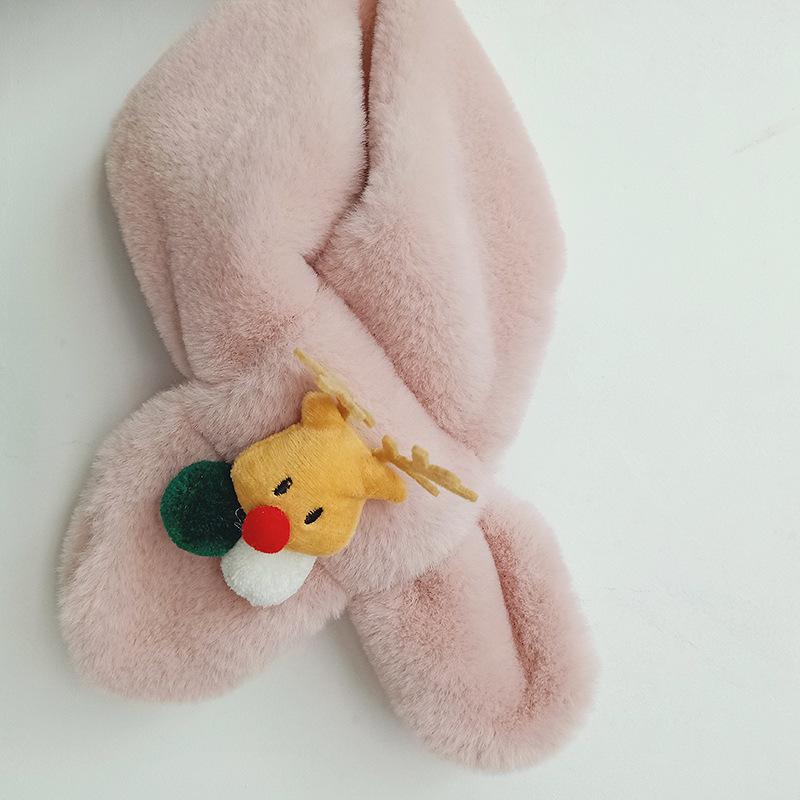 Koreanischer Weihnachts-Rentier-Schal für Kinder - Winterlicher Plüsch-Bommel-Schlauchschal für Jungen & Mädchen.