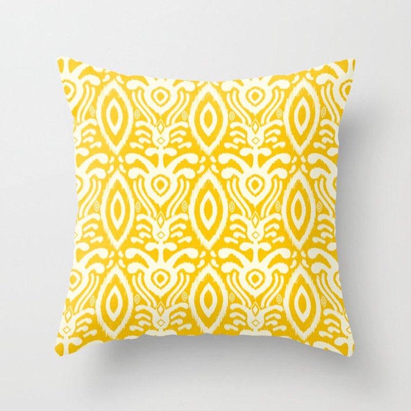 Versatile Yellow Polyester Pillow Case Cover For Sofa Car And Waist Support