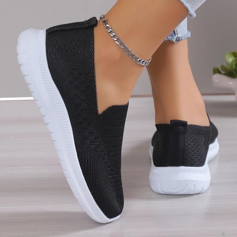 

Кроссовки из сетчатой хлопчатобумажной ткани для женщин 2024 года, горячая распродажа, летние однотонные женские туфли без застежек, на низком каблуке, женские, вулканизированные