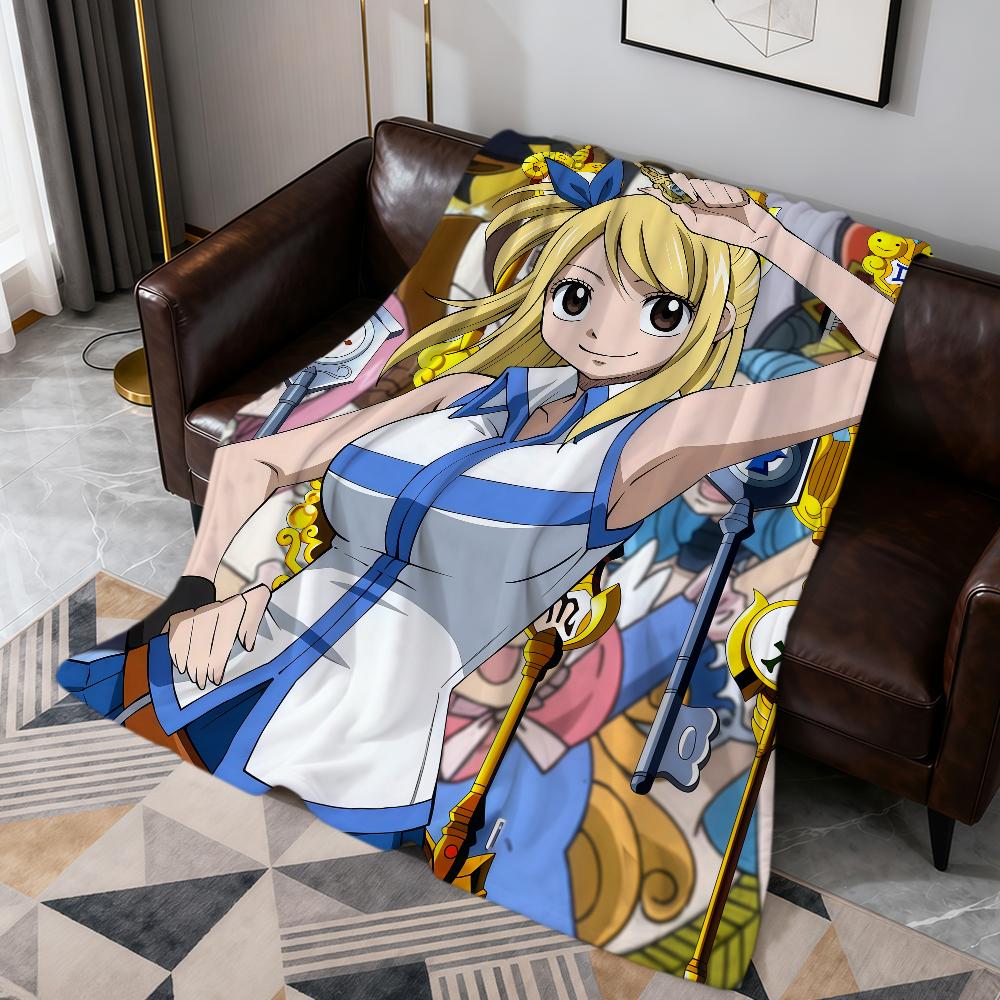 Anime Kawaii Cute L-Lucy H-Heartfilia Flannel Soft Warm Plush Blanket Sofa Living Room Pet Hogar Bedroom Gift Home Car Portable