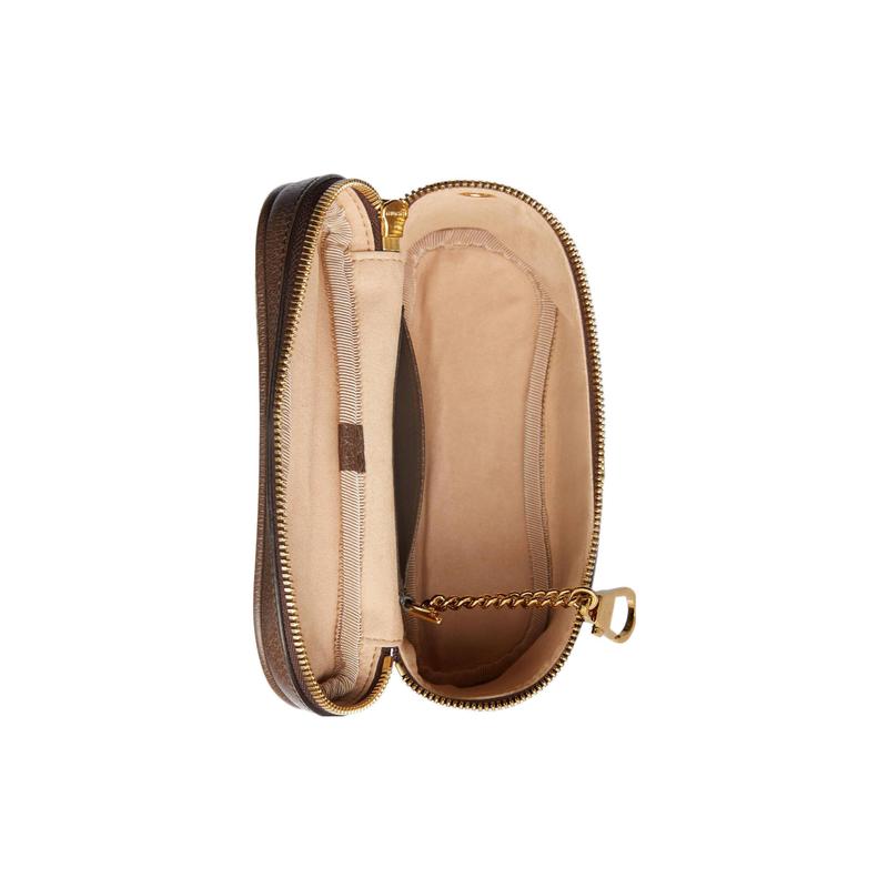Gucci Ophidia Fashion Presbyopia Logo Embroidered Web Chain Shoulder Strap Supreme Canvas Shoulder Handbag Waist Bag Women's Ebony