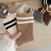 Women's Mid-calf Cotton Socks for Spring and Autumn, Anti-odor Double-needle Pile Socks, Long Brown Socks for Autumn and Winter