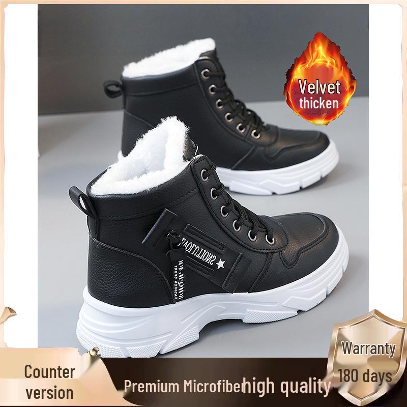 2025 Women's Winter Fleece-Lined Snow Boots - Thickened Ankle Martin Style, Warm & Sporty for Students
