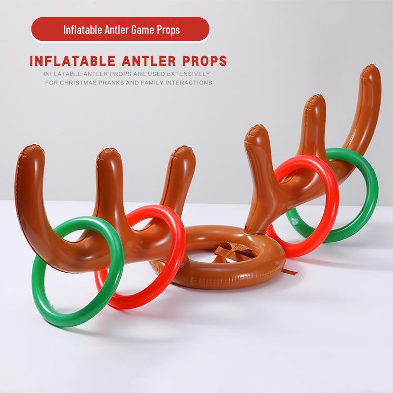 Aufblasbares Rentiergeweih Ringwurfspiel - Weihnachts-Stirnband-Spielzeug
