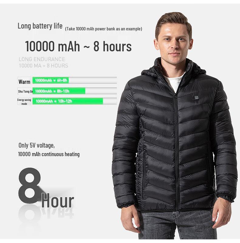 Smart Heated Winter Jacket - Hooded, Cotton, Electric Full-Body Warmth