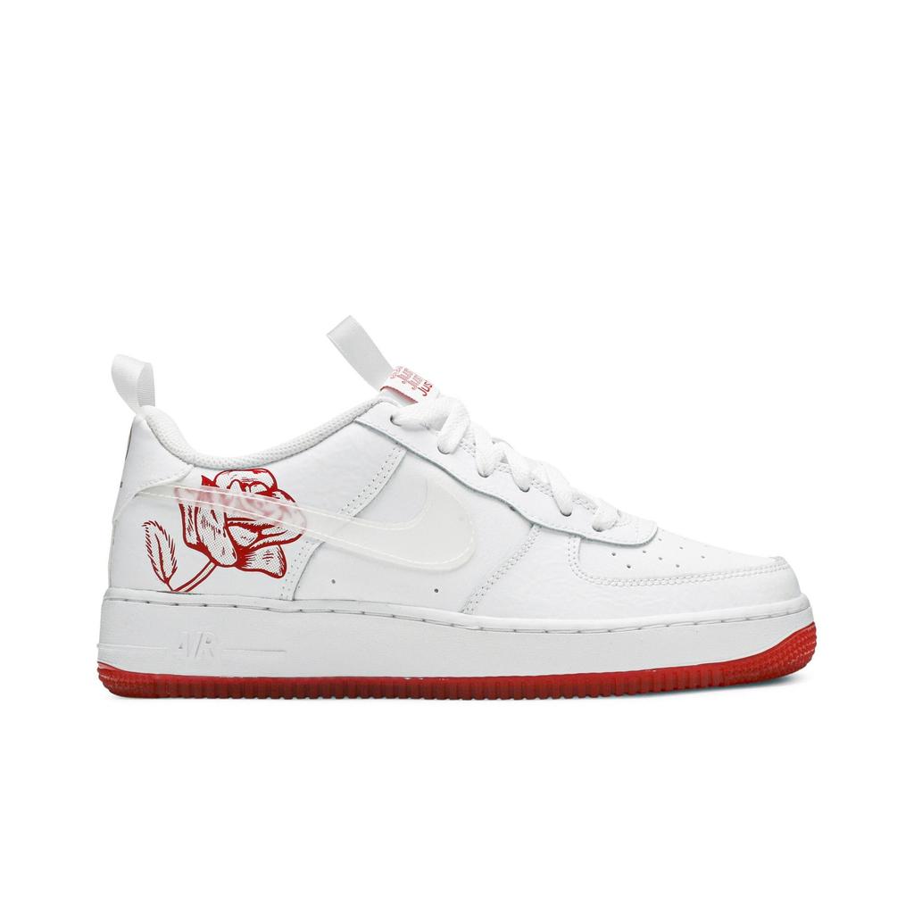 Nike Air Force 1 Low Grade School 'Thank You Plastic Bag' (Unisex) White / White / University Red Kids' Skateboarding Shoes CN8534 100
