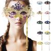 Fancy Dress Party Eyewear Mask Metal Handheld Stick Half Face Venetian Masque Rhinestones Women Mask Prom Ball Masquerade