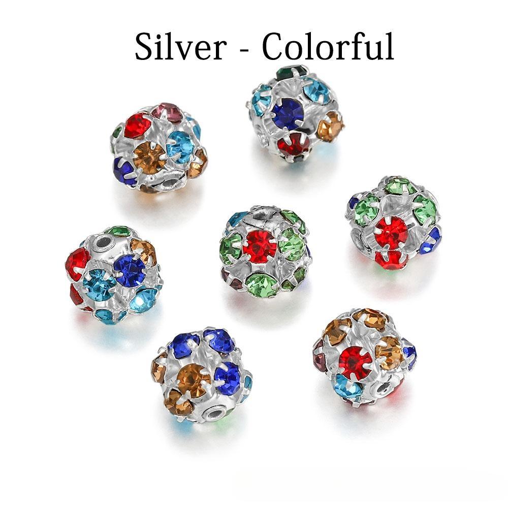 30 teile/los Kupfer Überzogene Glas Strass Ball Perle imitieren Kristall Runde Spacer Lose Perlen Für Armband Schmuck Machen Liefert