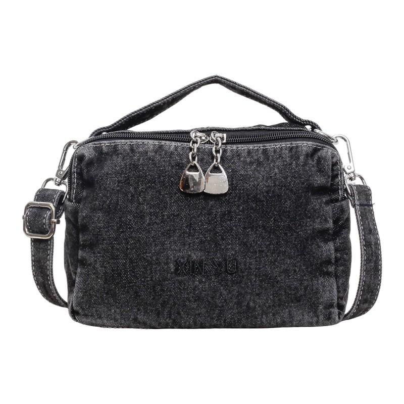 Womens Denim Tote Bag Lightweight Shoulder Crossbody Daily Use Small Square Handbag