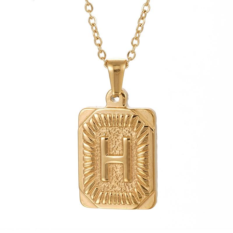 Stylish 18k Gold Stainless Steel Letter Pendant Necklace For Men O-type Cross Chain Non-fading