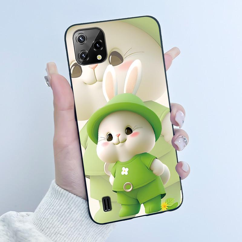 For Blackview A55 Case Oscal C60 Back Cover Luxury Cute Love Rabbit Funny Pattern Black TPU Soft Silicone Protective Phone Case