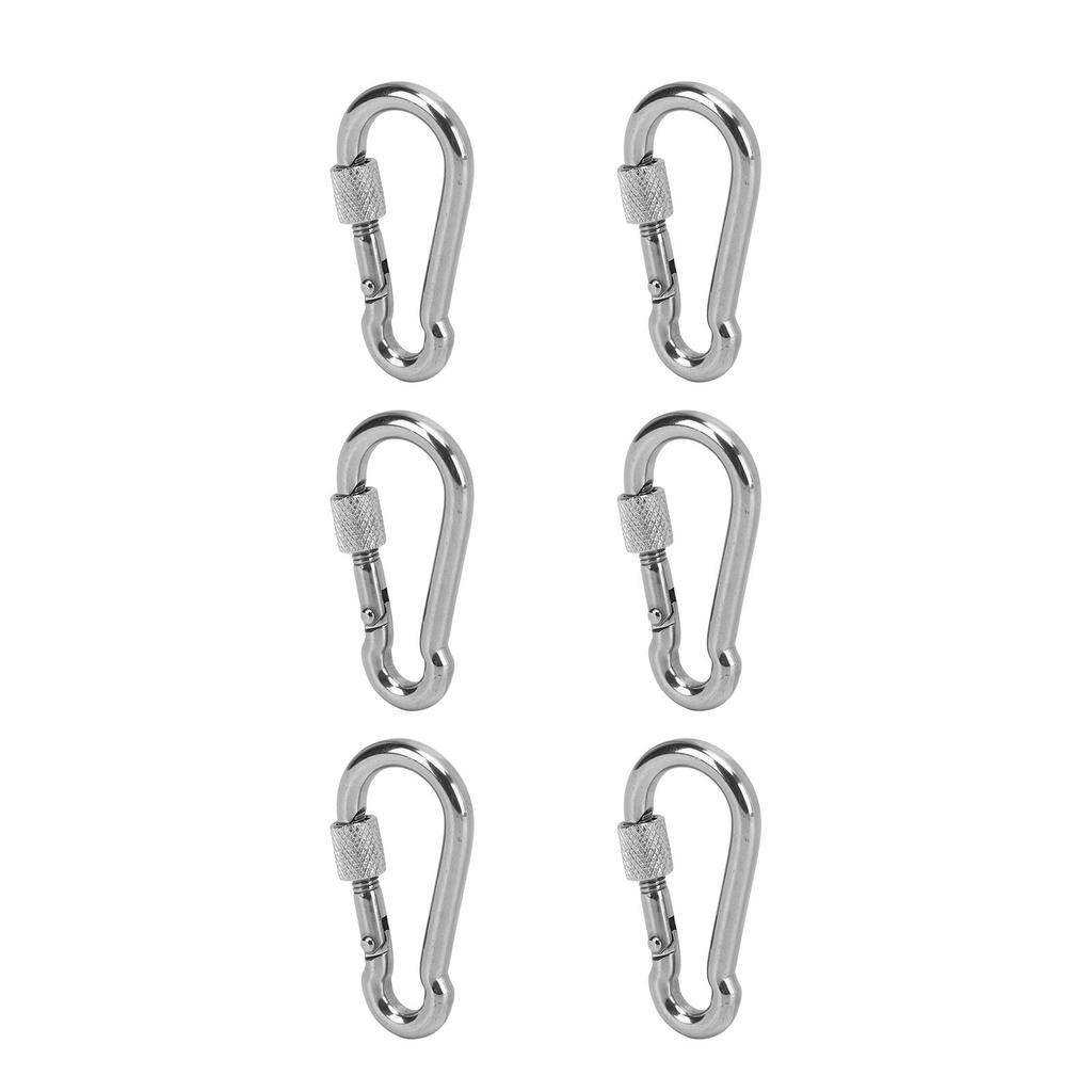 6pcs Spring Snap Hooks Stainless Steel Strong Bearing Capacity Key Chain Link Buckle for Camping 6MM