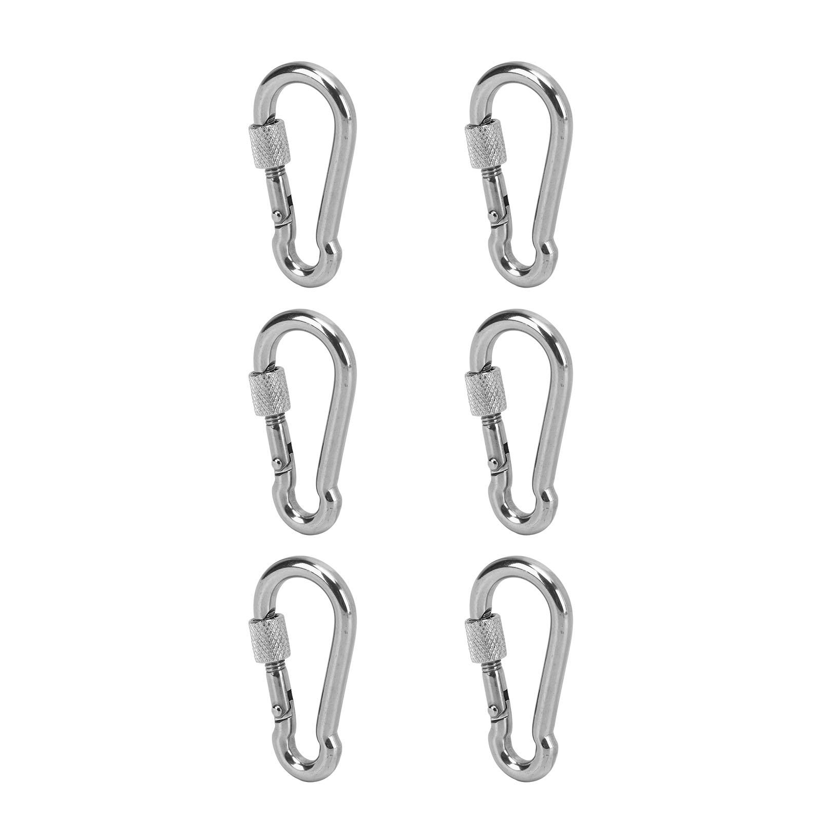 

6 шт. пружинных карабинов из нержавеющей стали, высокая грузоподъемность, звено для ключей, пряжка для кемпинга, 6 мм