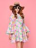 Retro 1970s Hippie Disco Print Women's Dress