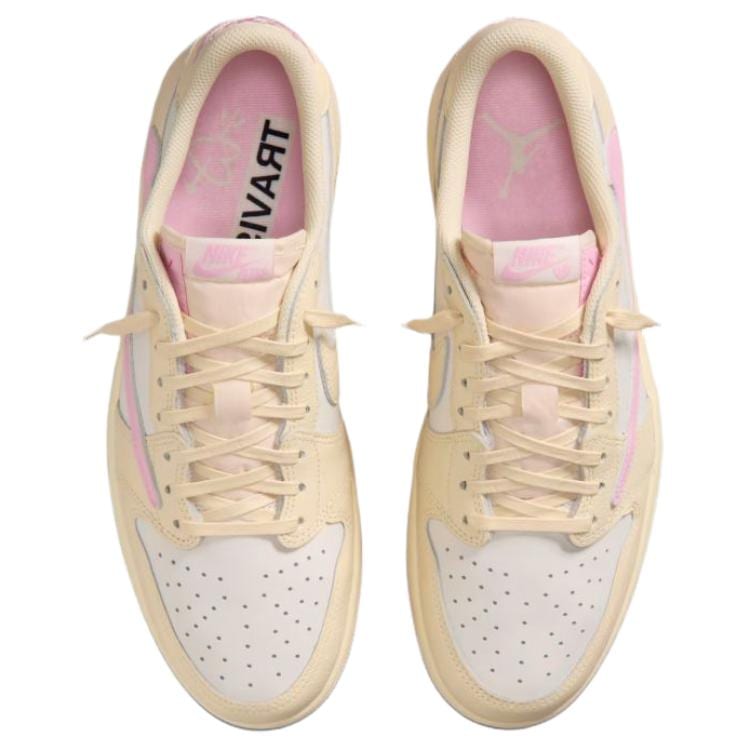 Jordan X Travis Scott Air Jordan 1 Low OG Gancio Rosa Ammortizzazione in Pelle Scarpe da Basket Basse Vintage da Uomo IQ7604-100
