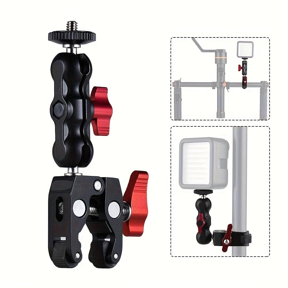 A Versatile Super Clamp with a Universal Aluminum Alloy Featuring 1/4" And 3/8" Screw Holes Suitable for GPS Devices Phone Mounts And Action Cameras