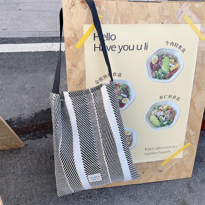 44 Woven Colored Stripes Contrasting Colors Women's Handheld Shoulder Bag Class Commuter Crossbody Underarm Bag Women