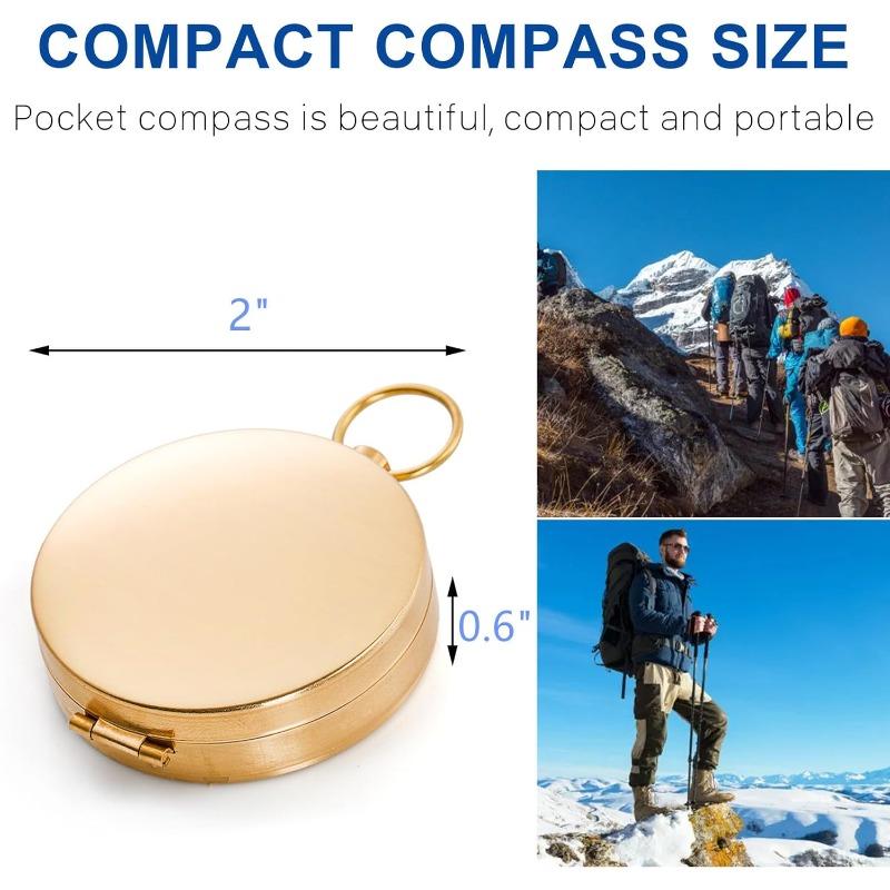 Camping Survival Pocket Compass - Heavy Duty Copper Clamshell Waterproof Glow-in-the-Dark Kids Compass