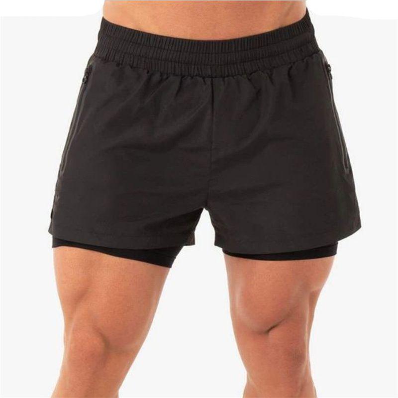 Men's Gym Sports Training Shorts With Breathable Mesh And Zippered Pockets