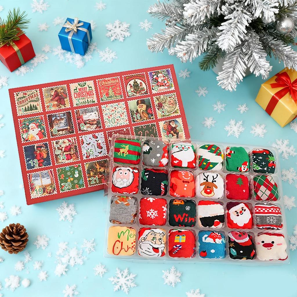 Adventskalender med strumpor för vuxna män kvinnor 12 par julstrumpor roliga strumpor nedräkning till jul 24 dagar överraskning