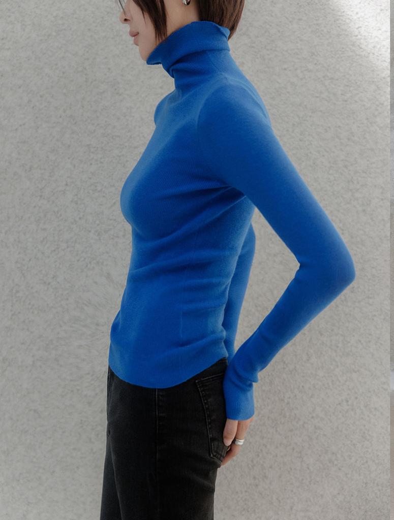 Memua Rolling Slim High Neck Knit (Wine)