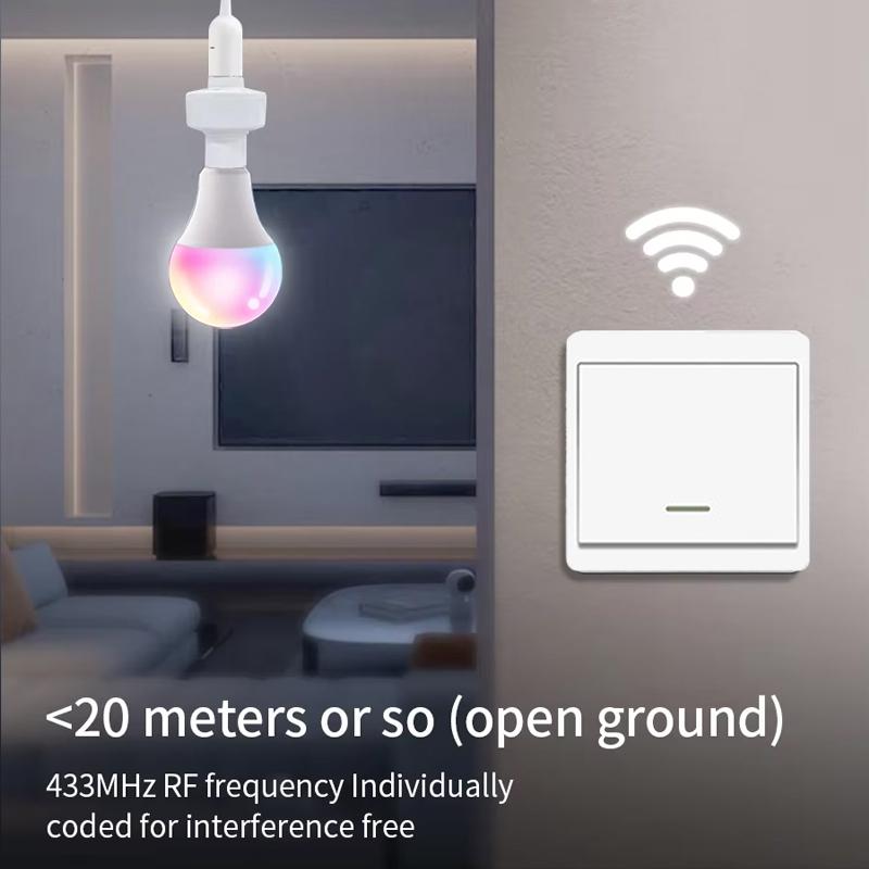 Smart Bluetooth & 433MHz E27 Bulb Lights with Remote Control RF Lamp Holder TUYA Wireless Wall Light Switch AC 220V Lamp Socket