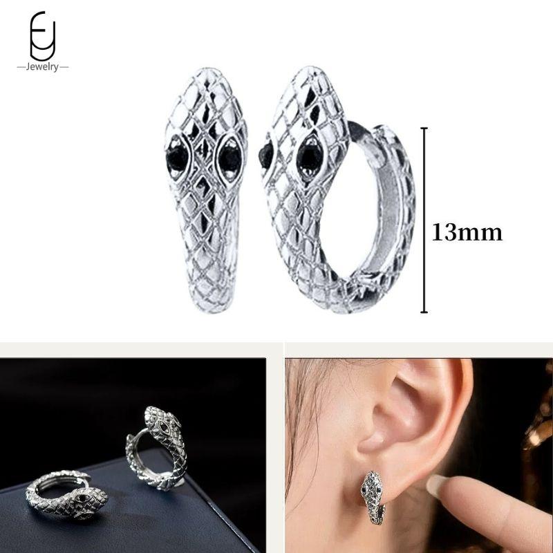 

925 Silver Ear Buckles Fashion Hoop Earrings Black Crystal Pendant Silver Earrings High Quality Women s Jewelry Gifts