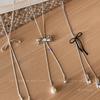 Women's Bowknot Pendant Necklace - Korean Style Silver Sweater Chain, Versatile Summer T-shirt Accessory