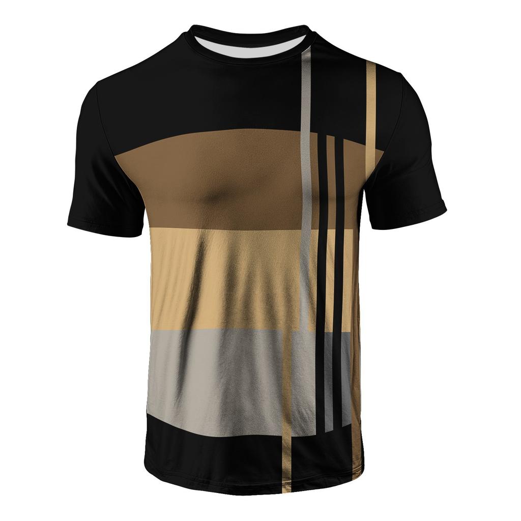 Summer Men's 3D Printed Crew Neck T-Shirt Fashion Versatile Breathable Trend Casual