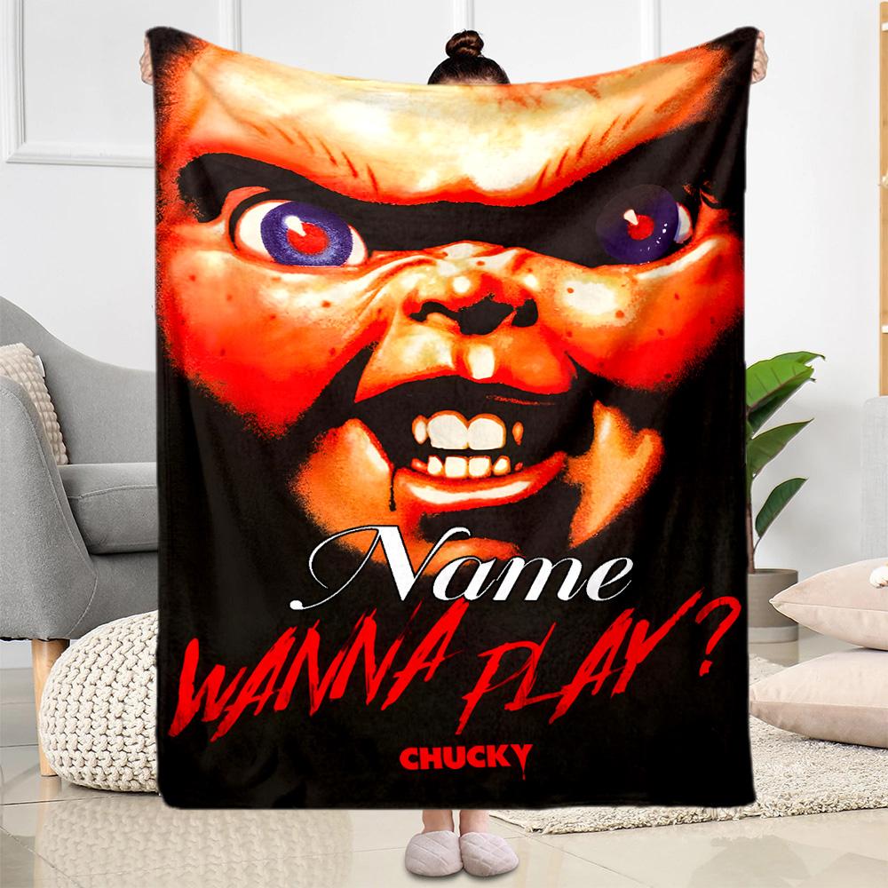 Chucky's Creepy Invitation Personalized Name Blanket Lightweight Personalized Blanket Durable Comfort Throw For Living Room Nap Office Picnics