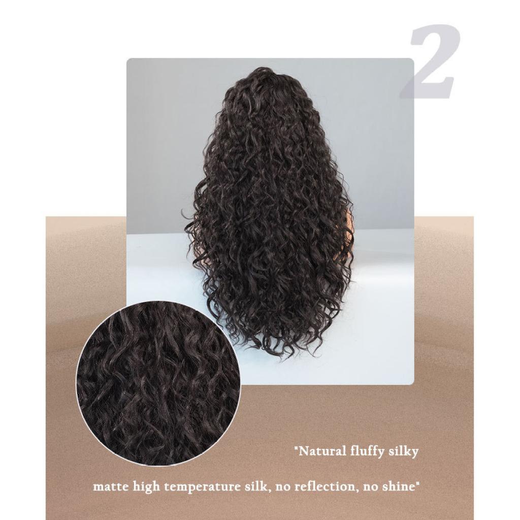 Nová dámská paruka T-part Krajkové paruky Hnědá krajka s velkou vlnou Paruka s krajkou ve střední části Celá pokrývka hlavy Krása dekorace