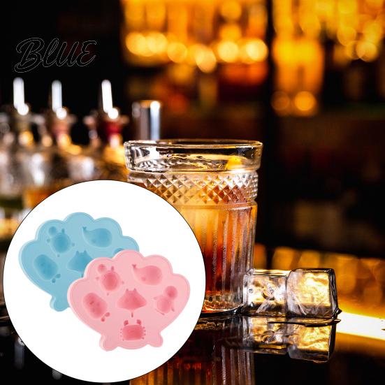 Baby Safe Ice Cube Mold Ocean Animal Silicone Tray Food-Grade Flexible for Seashell Turtle Whale Shapes Easy-Release Fun Maker Cocktails Home