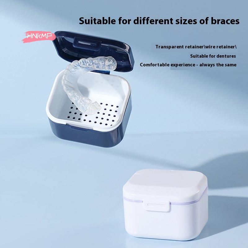 Portable Retainer Case Double Layer Braces Box Mouth Guard Teeth Aligner Denture Storage Case for Oral Cleaning False Teeth