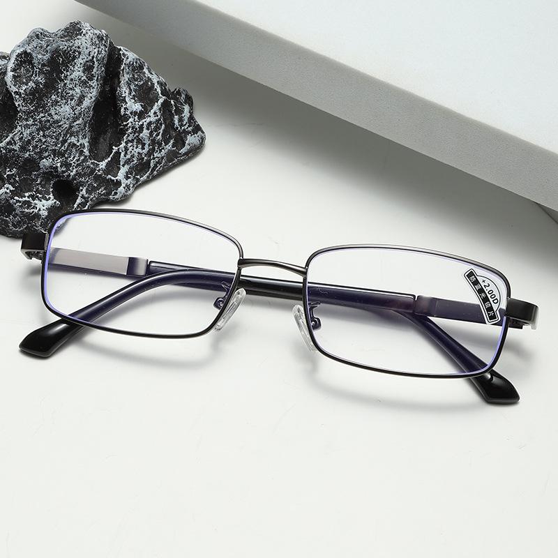 High Definition Reading Business Reading Glasses Square Retro Metal Men'S Reading Glasses