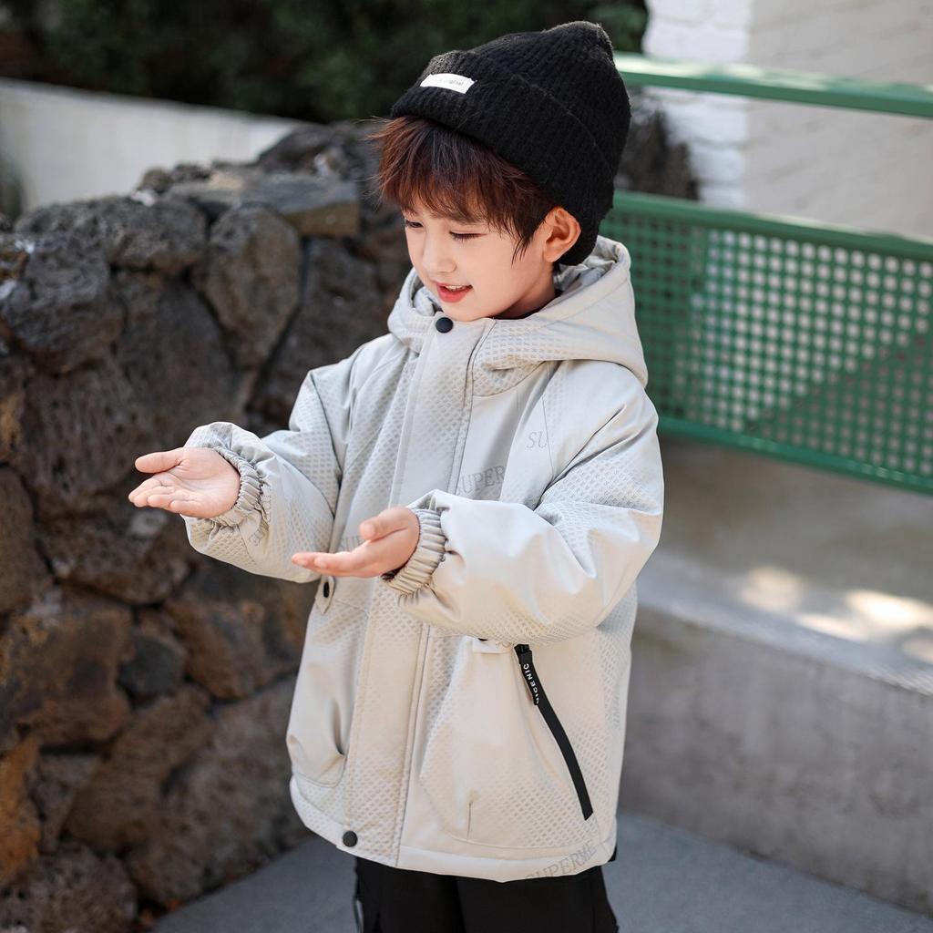 Boys' Lightweight Cotton Jacket - Autumn/Winter 2025 Style: Cool Baby Trench Coat with Padded Cotton for Winter
