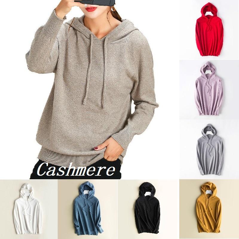 Locker gestrickter Damen-Hoodie aus weichem Kaschmir für kuscheligen Komfort