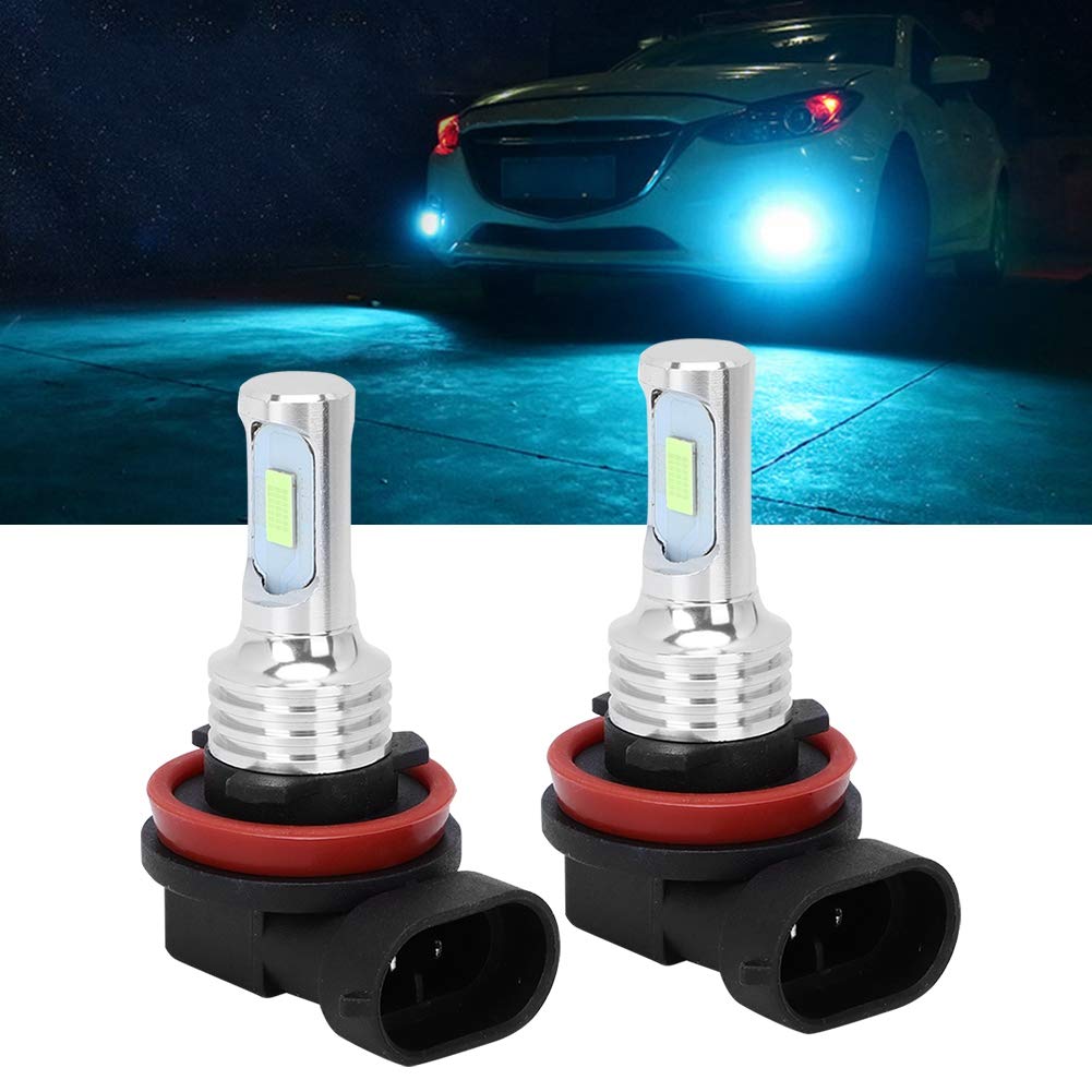 Akozon 2pcs H8/H11 80W 8000K LED Fog Light Ice Blue 12-24V Universal + H11+Fog+Light+Bulb