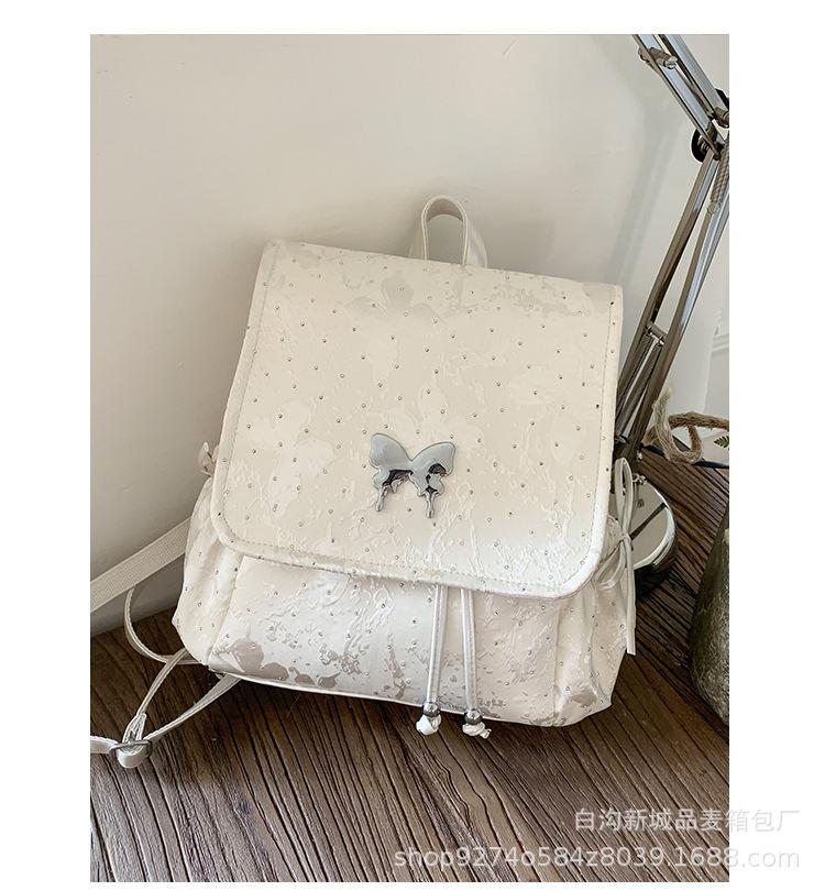 

College style backpack women s 2025 new foreign butterfly large-capacity schoolbag Korean version of niche travel backpack tide