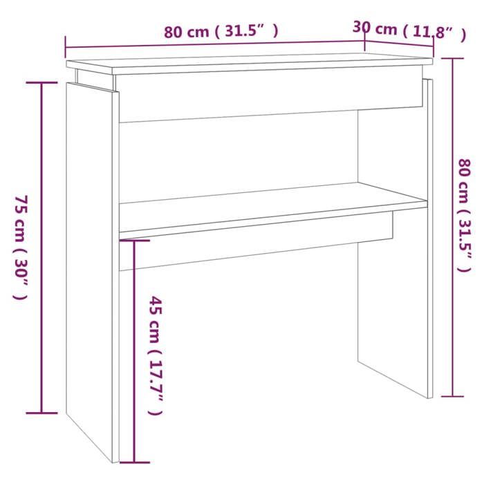 VidaXL Console Table Sonoma Grey 80x30x80 Cm Engineered Wood 815217