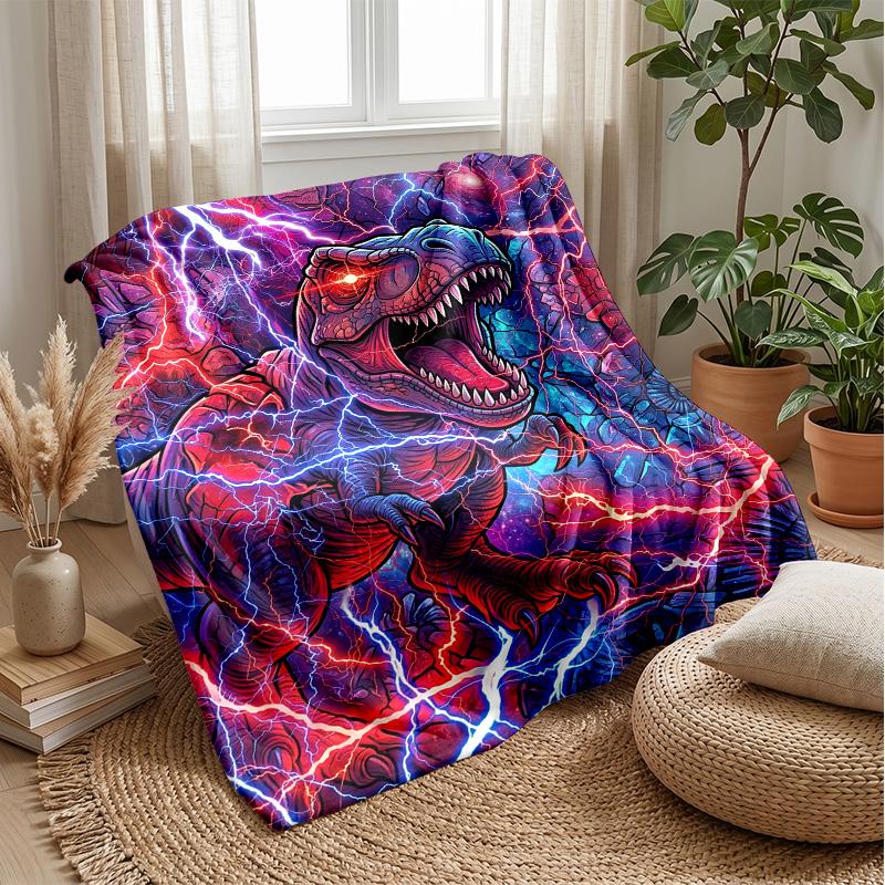 Electric Dinosaur Storm 1 Theme Blanket Lightweight Warm Flannel Blanket Decorative Throw Blanket for Home Decoration