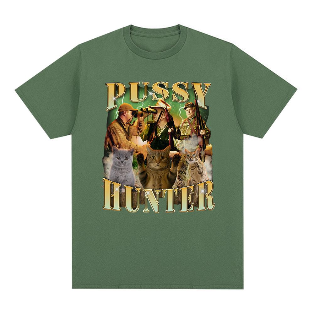 Unisex Unisex Summer Vintage Hunting Cat Graphic T Shirt Oversized Hip Hop Rap Streetwear Tee Retro Outdoor Hunter Animal Print Tops