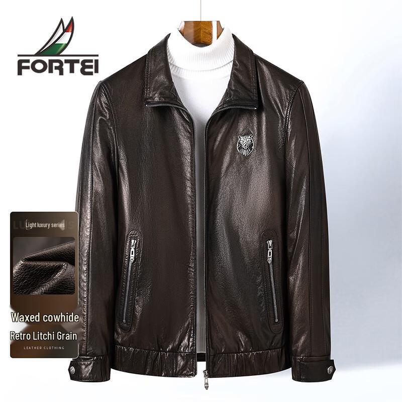 

Fu Ting Men s Retro Oil Wax Leather Jacket 3XL