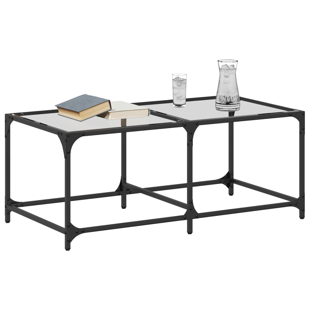Vidaxl Couchtisch mit Glasplatte, 98,5 x 50 x 40 cm, Stahl