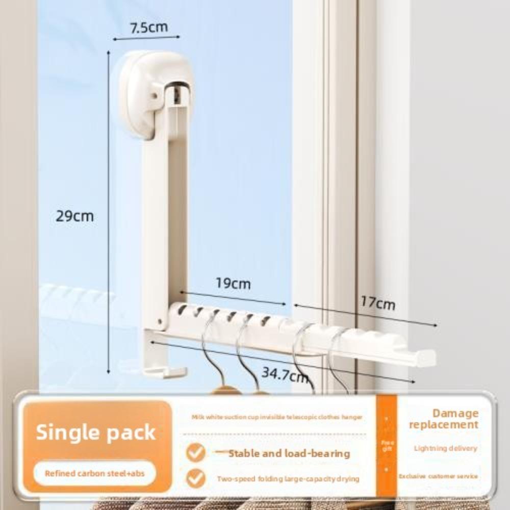 

Clothes Racks Folding Wall-mounted Clothes Drying Rack with Suction Cup Foldable Retractable Portable Clothes Drying Folding білий