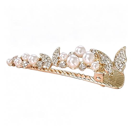 

Girl Hairpin Imitation Pearls Fairy Butterfly Design Side Bang Hair Clip Lightweight Versatile Hair Accessory Daily Wear B