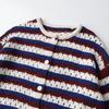 European and American style, new women's clothing, long-sleeved round neck hollow striped knitted jacket 6771022