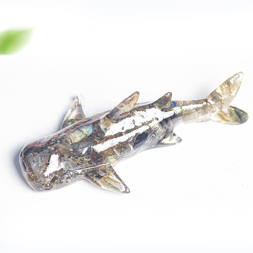 Deep Sea Whale Resin Figurine With Natural Crystals For Home Decor And Giftgiving